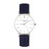 Klein horloge in donkerblauw met slangenprint, smal horloge