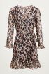 Overslag jurk luipaard & mesh, jurk met leopard print