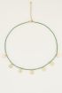 Necklace with green beads and coins, beaded necklace