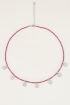 Ketting rode kraaltjes muntjes, ketting met muntjes My Jewellery