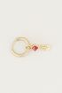One piece oorring red jade & hart, jade oorbel