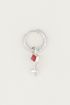 One piece oorring red jade & hart, jade oorbel
