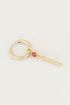 One piece oorring Red Jade & staafje, oorbel met edelsteen