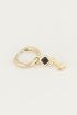 One piece oorring Black Onyx ster, oorbel met ster