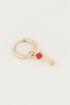 One piece oorring Red Jade & ster, oorring met ster