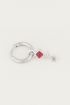 One piece oorring Red Jade & ster, oorring met ster