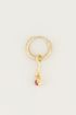 One piece oorring Red Jade bedel, oorbel met bedel