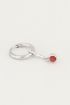 One piece oorring Red Jade bedel, oorbel met bedel