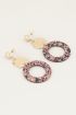 Round drop earrings with pink glitter | Pink earrings | My Jewellery