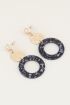 Oorhangers rond met blauwe glitters | blauwe oorbellen My Jewellery