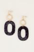Paarse oorhangers ovaal met glitters | Statement oorbellen My Jewellery