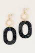 Zwarte oorhangers ovaal met glitters | Statement oorbellen My Jewellery
