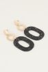 Zwarte oorhangers ovaal met glitters | Statement oorbellen My Jewellery