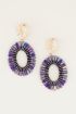 Ovale oorhangers paarse kralen, grote oorbellen My Jewellery