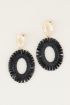 Ovale oorhangers zwarte kralen | Statement oorbellen My Jewellery