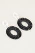 Ovale oorhangers zwarte kralen | Statement oorbellen My Jewellery