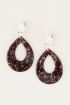 Bruine oorhangers druppel met glitters, grote oorbellen My Jewellery