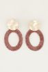 Oranje oorhangers ovaal met glitters, grote oorbellen My Jewellery