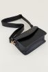 Zwarte schoudertas slangenprint brede band | Slangenprint tas My Jewellery