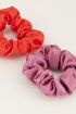 Paarse en rode scrunchie set glimmend | Scrunchie set My Jewellery