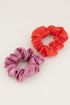 Paarse en rode scrunchie set glimmend | Scrunchie set My Jewellery