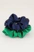 Blauwe en groene scrunchie set glimmend | Scrunchie set My Jewellery