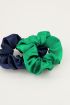 Blauwe en groene scrunchie set glimmend | Scrunchie set My Jewellery