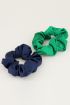 Blauwe en groene scrunchie set glimmend | Scrunchie set My Jewellery