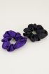 Paars en zwarte scrunchie set glimmend | Scrunchie set My Jewellery