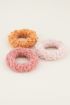 Oranje & roze teddy scrunchie set | Haar elastiek My Jewellery