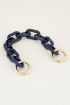 Blauw telefoonkoord kort schakels | Koord telefoon My Jewellery