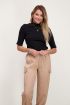Zwarte top met col en structuur | Top hoge kraag My Jewellery