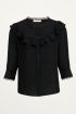 Witte blouse ruffles & stipjes | Zwarte dames blouse My Jewellery