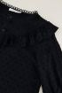 Witte blouse ruffles & stipjes | Zwarte dames blouse My Jewellery