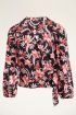 Zwarte wikkelblouse met bloemenprint | My Jewellery