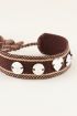 Bruine bohemian armband met zilveren bedeltjes | My Jewellery