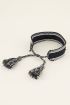 Zwarte bohemian armband met zilveren bedeltjes | My Jewellery