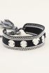 Zwarte bohemian armband met zilveren bedeltjes | My Jewellery