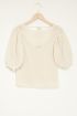 Witte gehaakte top met pofmouwen