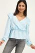 Blauwe wrap top met ruffles | My Jewellery