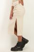 Beige rib rok met split | My Jewellery