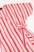 Roze wikkeljurk met rode strepen