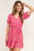 Roze jurk met pofmouw fuchsia rood