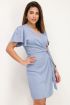 Blauwe korte wikkeljurk in viscose