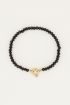Zwarte kralen armband met slotje