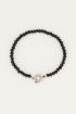 Zwarte kralen armband met slotje