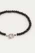 Zwarte kralen armband met slotje