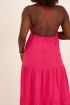 Fuchsia maxi jurk met spaghettibandjes & open rug | My Jewellery