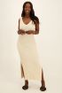 Beige bouclé maxi jurk met split| My Jewellery