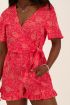 Roze bloemenprint playsuit met ruffles| My Jewellery